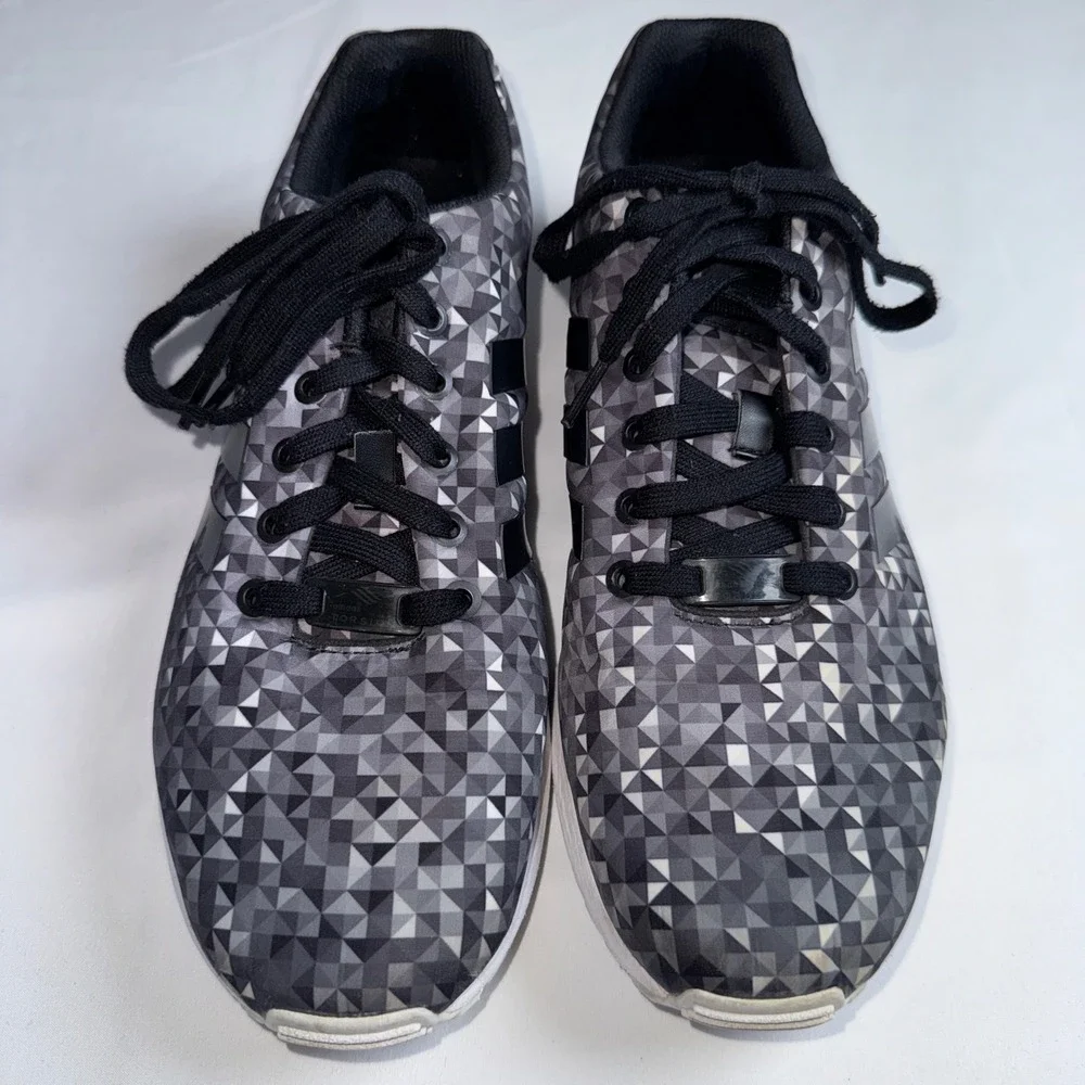 Adidas ZX Flux Grey Black Geometric Prism Pattern Sneakers B24394 Mens 9.5